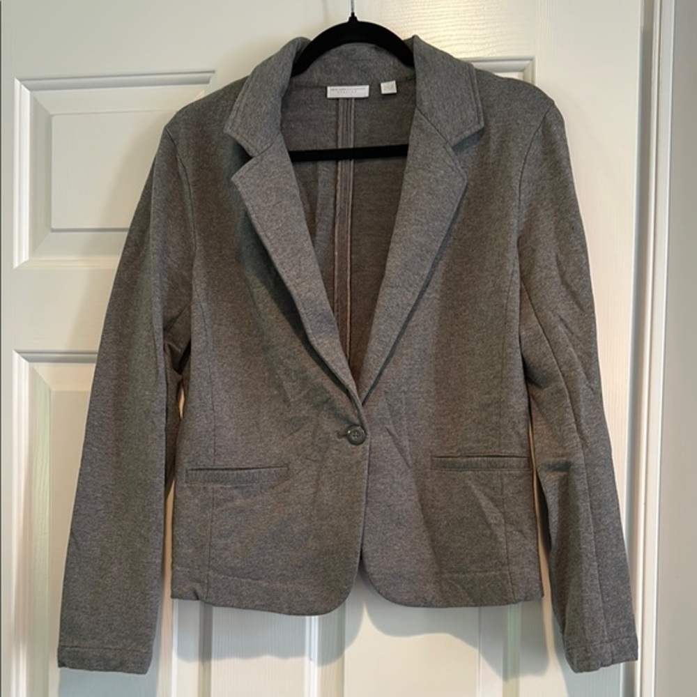 New York & Company Gray Blazer Fitted Knit